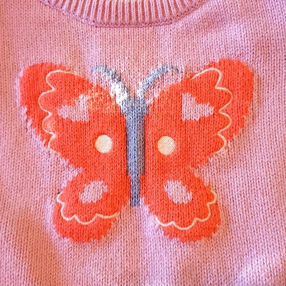 Pink sweater dress with floral cotton skirt - Picture 4 of 5